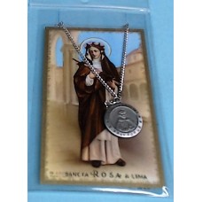 St Rose of Lima Medal and Prayer Card